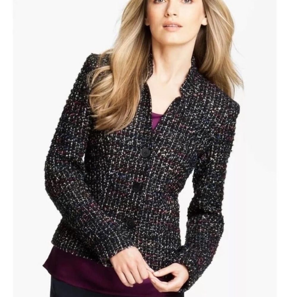 Lafayette 148 New York Cambria Multicolored Metallic Tweed Jacket Blazer